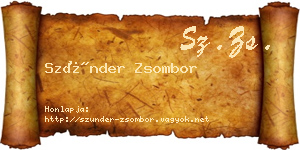 Szünder Zsombor névjegykártya